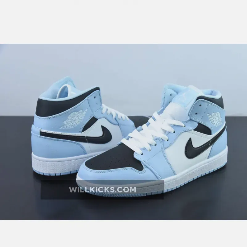 Air Jordan 1 Mid Ice Blue/Black-Sail-White 555112-401 / jordan 1 ice blue