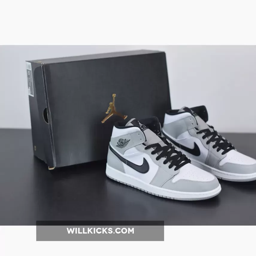 Air Jordan 1 Mid Light Smoke Grey/Black-White 554724-092 #jordan 1s mids smoke grey