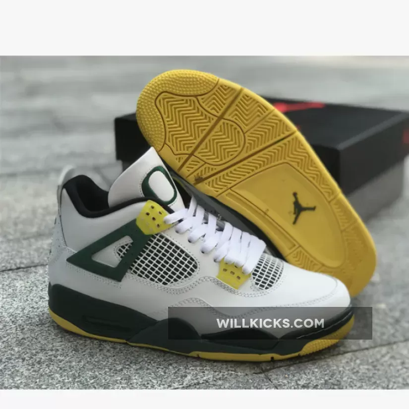 Air Jordan 4 Retro Oregon Ducks Duckman White/Green-Yellow 1678610417 For Sale