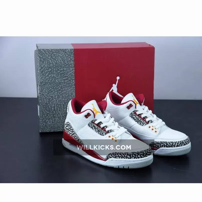 Air Jordan 3 'Cardinal' White/Light Curry-Cardinal Red-Cement Grey CT8532-126, 3 cardinal