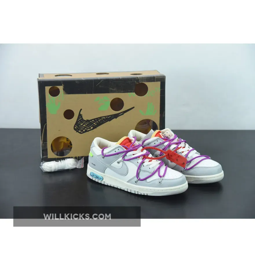 Lot 45 Dunks - Off-White x Nike Dunk Low White Fuchsia Lot 45 DM1602-101