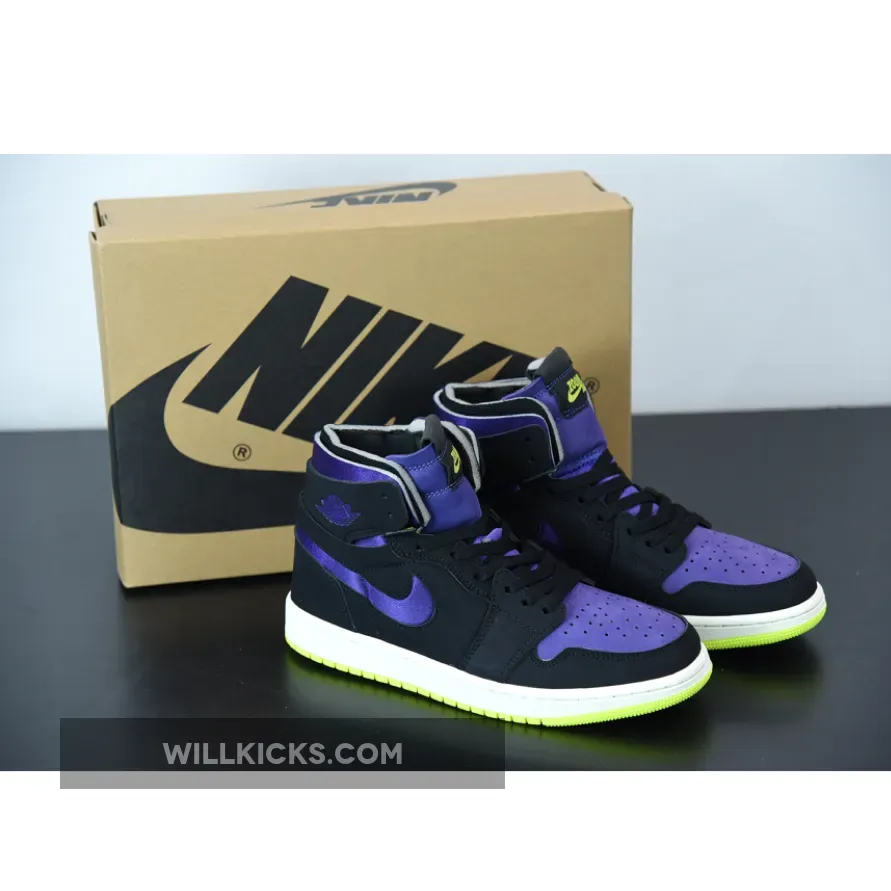 Air Jordan 1 High Black/Court Purple-Lemon Venom CT0979-001 - kids black and purple jordans