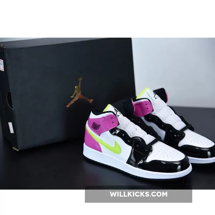 Air Jordan 1 Mid SE GS White/Cyber Active-Fushia CZ9834-100 Outlet
