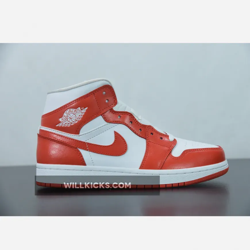 Air Jordan 1 Mid Orange White BQ6472-116 - jordan 1 mid orange and white