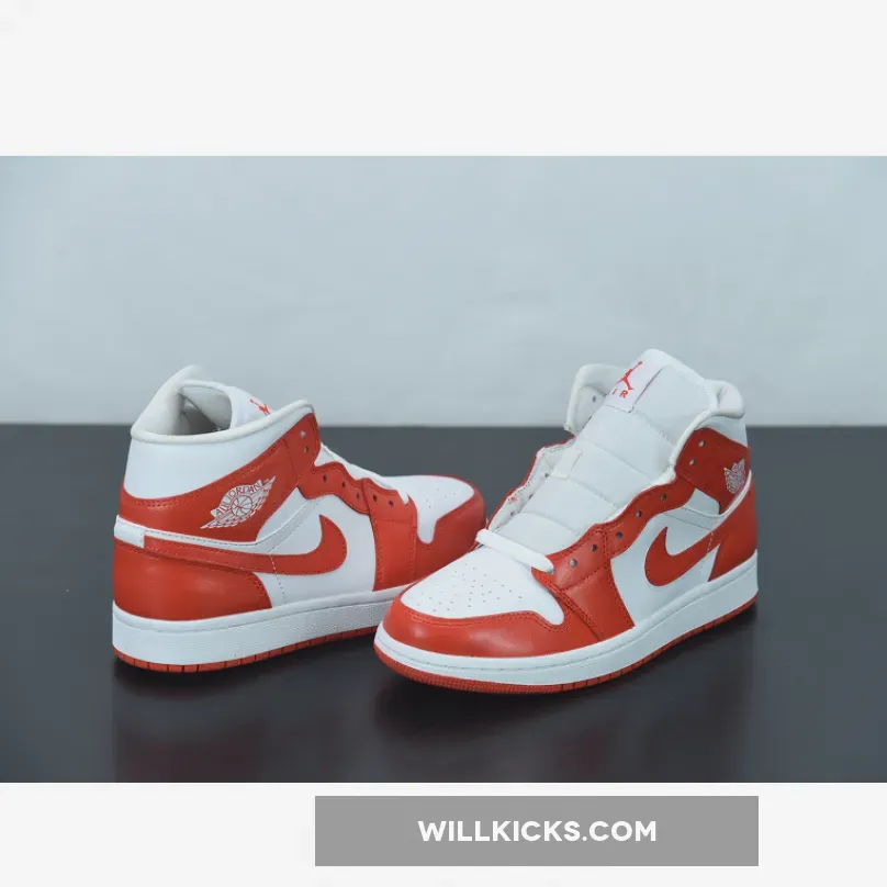 Air Jordan 1 Mid Orange White BQ6472-116 - jordan 1 mid orange and white
