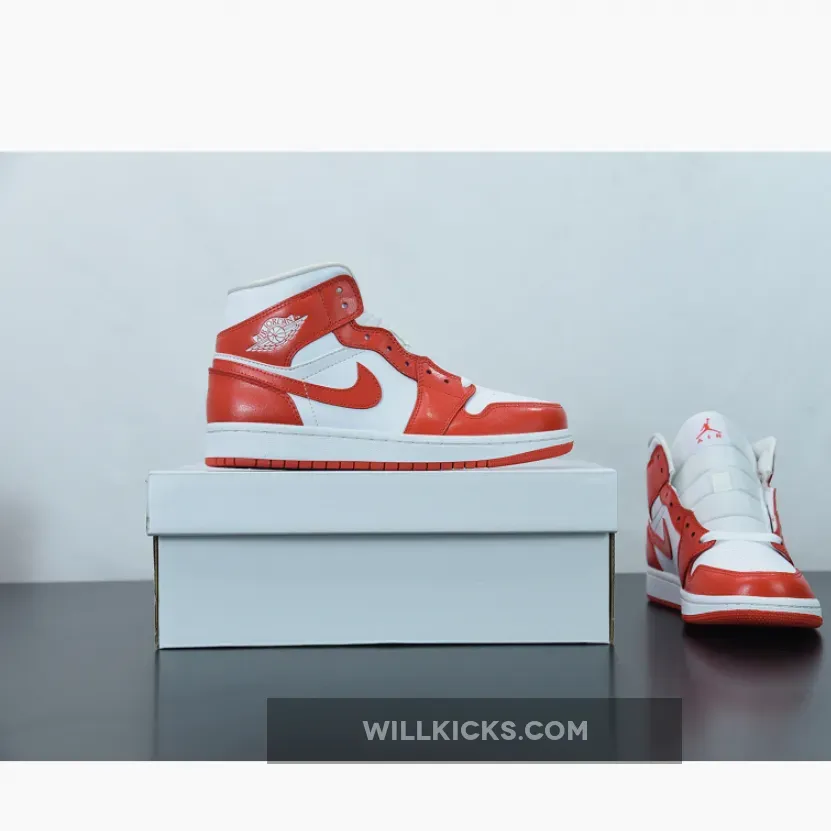 Air Jordan 1 Mid Orange White BQ6472-116 - jordan 1 mid orange and white