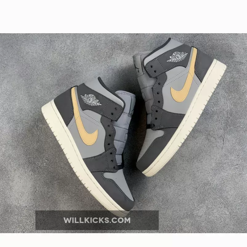 Air Jordan 1 Mid Light Grey/Dark Grey BQ6472-020 / jordan 1 onyx