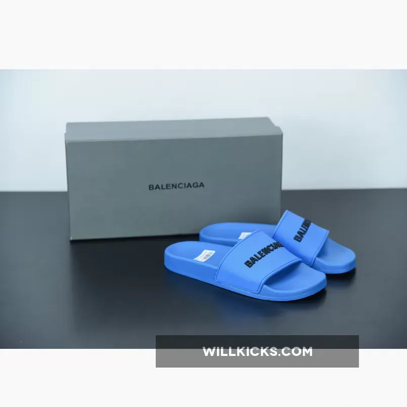 Where To Buy Balenciaga Logo Pool Sides Sandals Blue