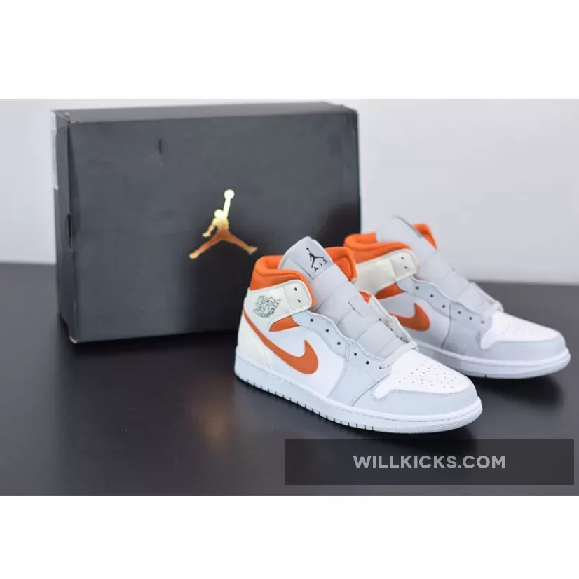 Air Jordan 1 Mid White/Starfish-Pure Platinum-Sail CW7591-100 - jordan 1 platina