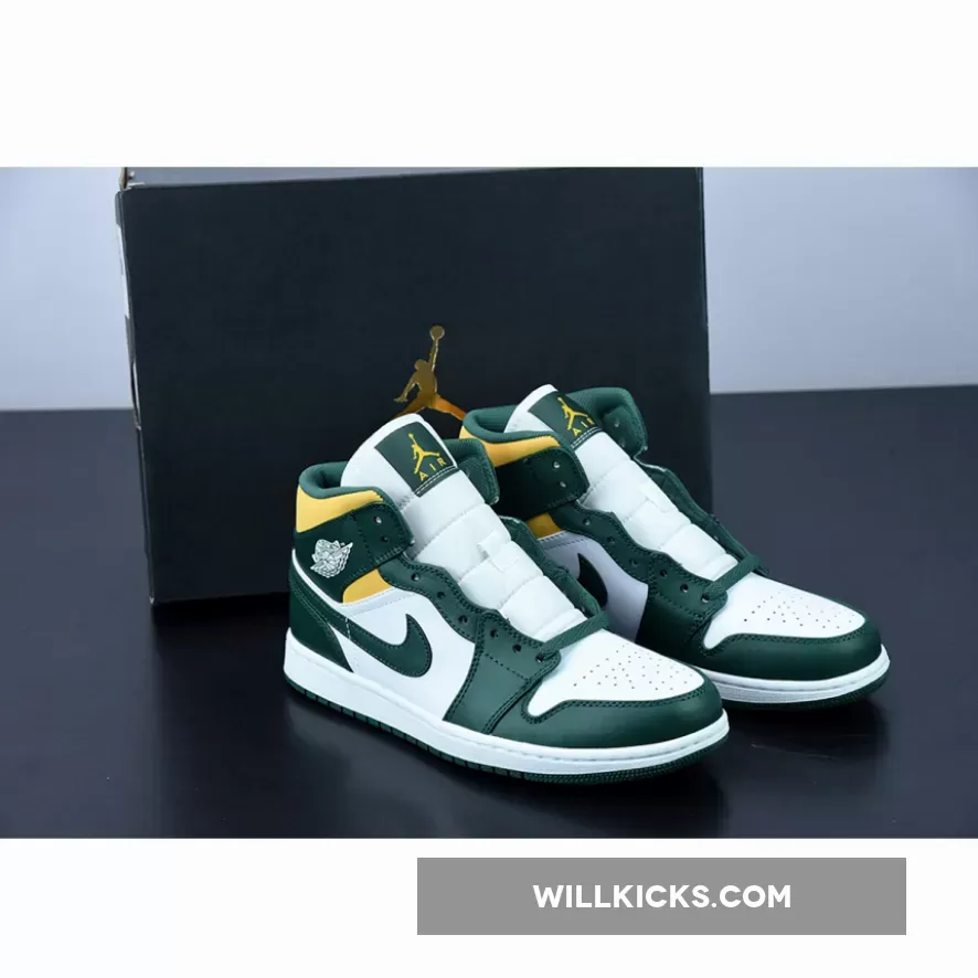 Air Jordan 1 Mid 'Brazil' Green Yellow 554724-371 #green and yellow jordans 1
