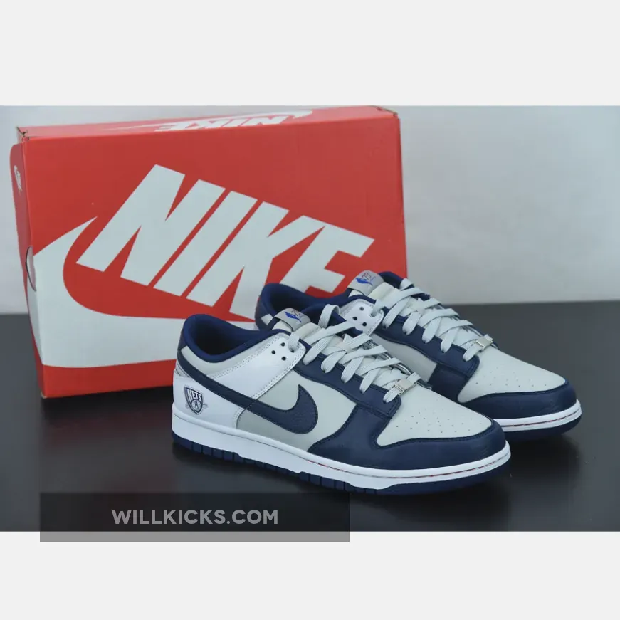 NBA x Nike Dunk Low Brooklyn Nets White Blue DD3363-001 / nets blue