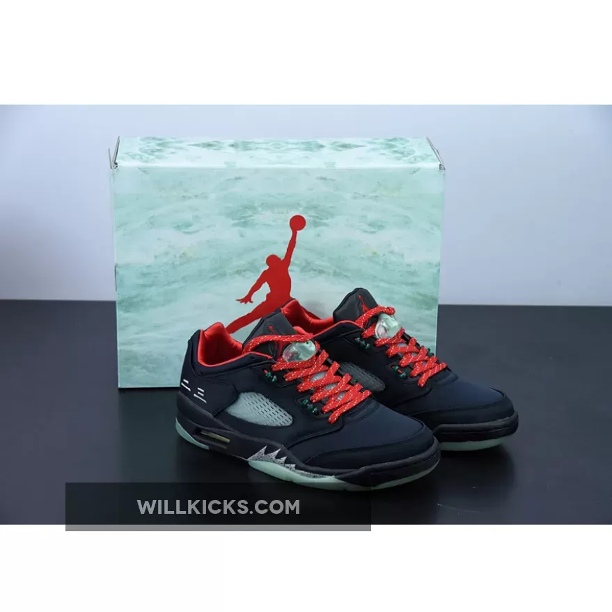 Clot x Air Jordan 5 Low Black Red Volt DM4640-036 / clot x jordan 5