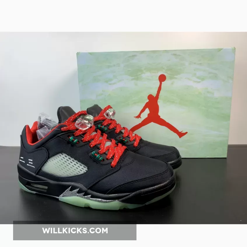 Clot x Air Jordan 5 Low Black Red Volt DM4640-036 / clot x jordan 5