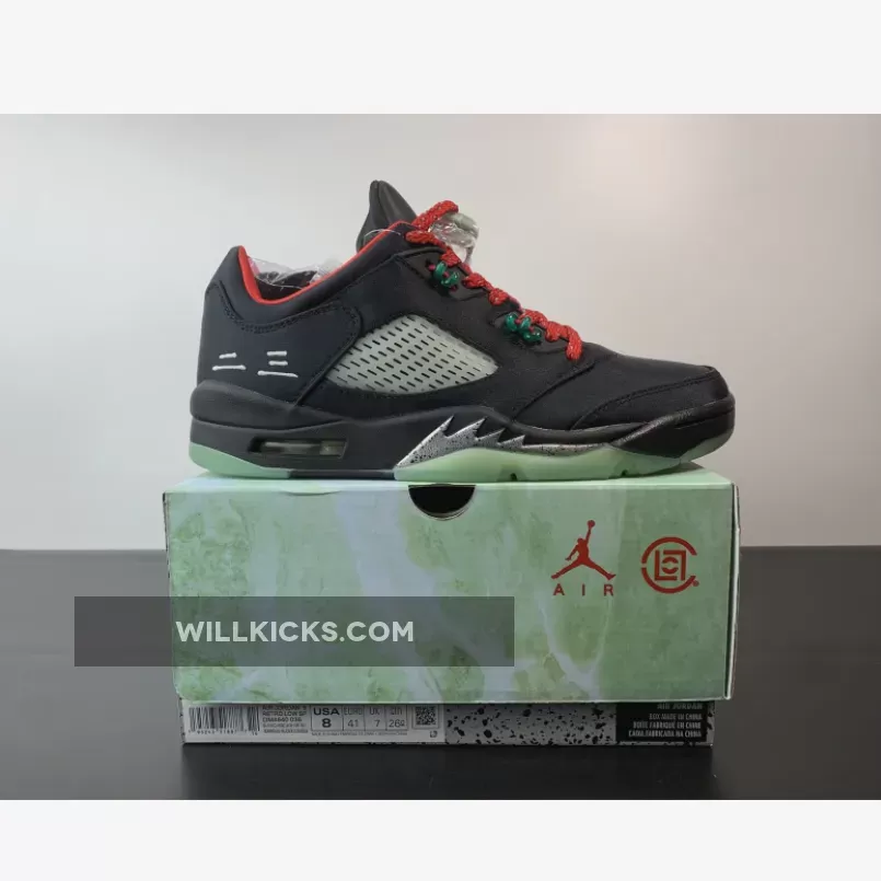 Clot x Air Jordan 5 Low Black Red Volt DM4640-036 / clot x jordan 5