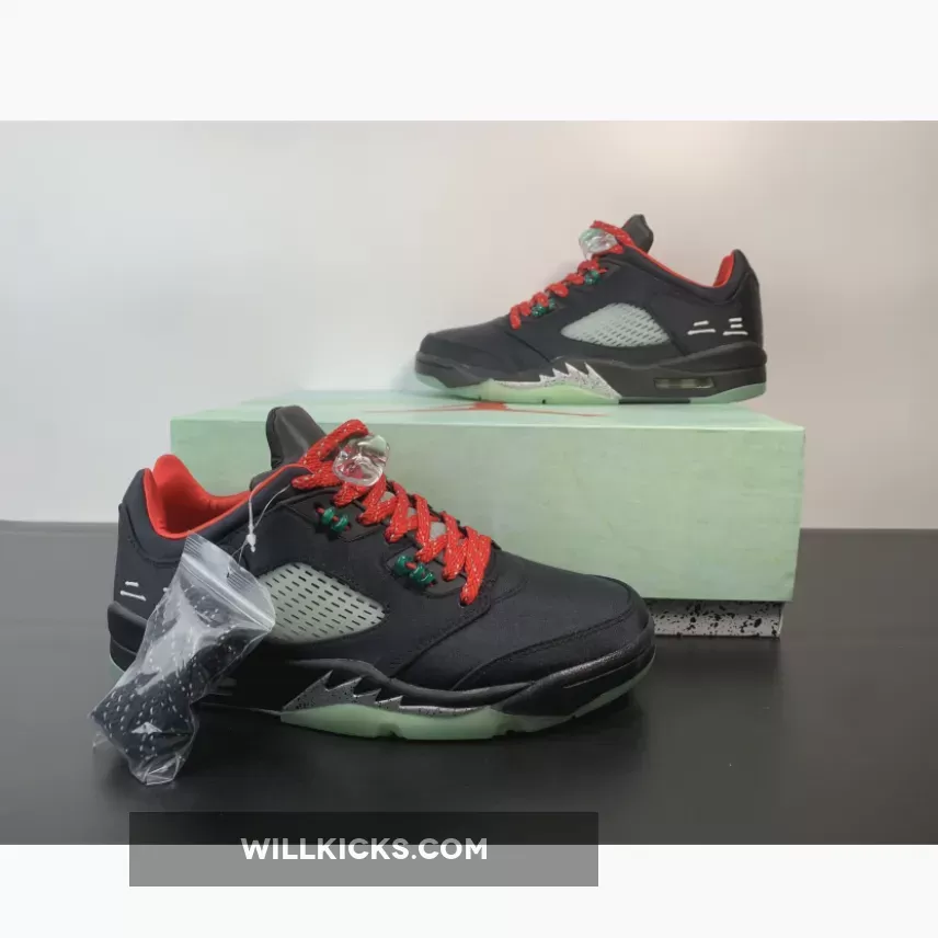 Clot x Air Jordan 5 Low Black Red Volt DM4640-036 / clot x jordan 5