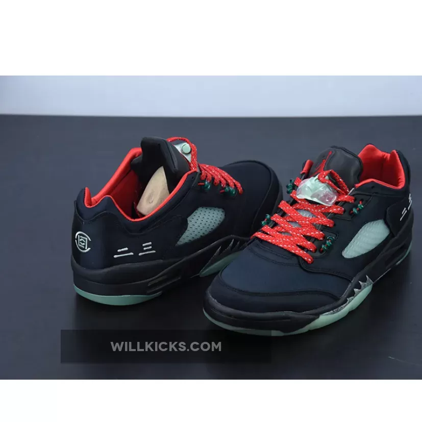 Clot x Air Jordan 5 Low Black Red Volt DM4640-036 / clot x jordan 5