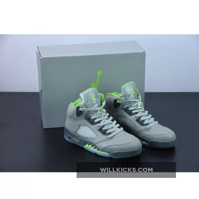 Air Jordan 5 Silver/Green Bean/Flint Grey DM9014-003 / grey green jordan 5