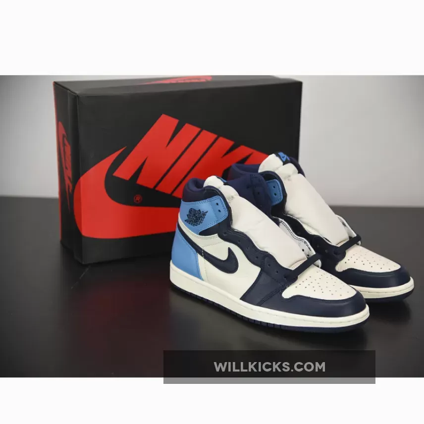Air Jordan 1 Retro High OG Sail/Obsidian-University Blue - shiny blue jordan 1