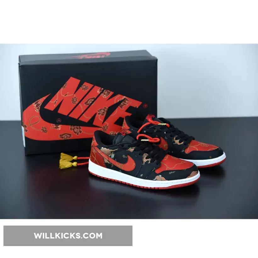 Air Jordan 1 Low OG 'CNY' Black/University Red-Metallic Gold-White - china new year jordans