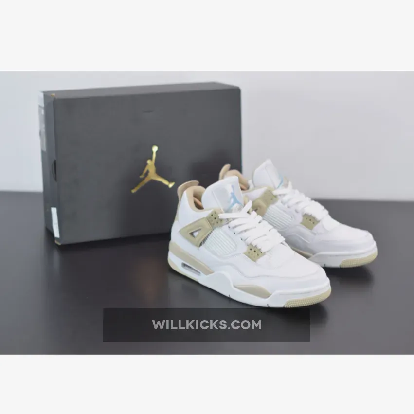 Air Jordan 4 'Linen' White/Boarder Blue-Light Sand 487724-118, linen jordan 4