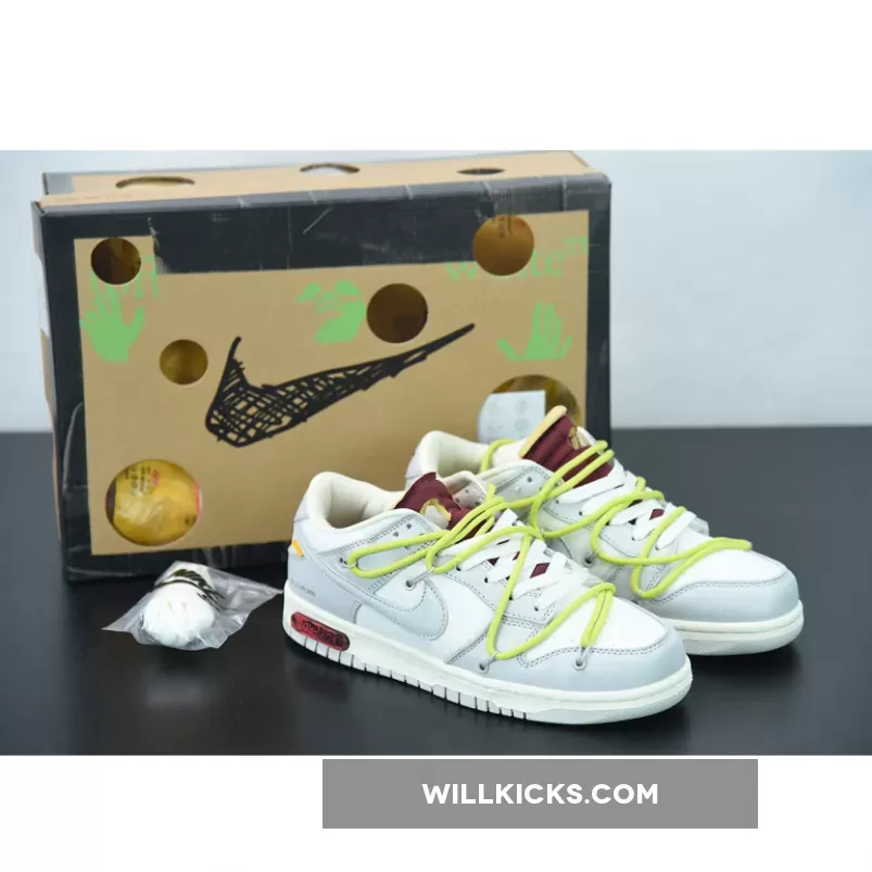 Off-White™ x Nike Dunk Low "08 of 50" Grey White Red