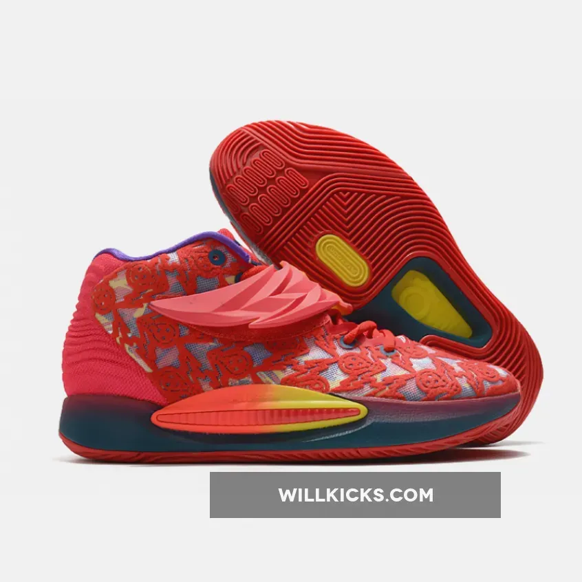 Ron English X Nike KD 14 Red/Blue-Yellow DO6903-600 - kd 14 shoes