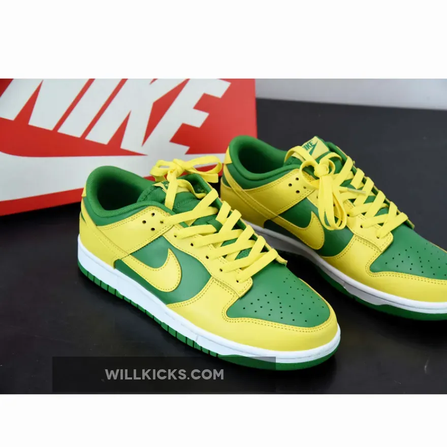 Brazil Nike Shoes - Nike Dunk Low 'Reverse Brazil' Apple Green/Yellow Strike-White DV0833-300