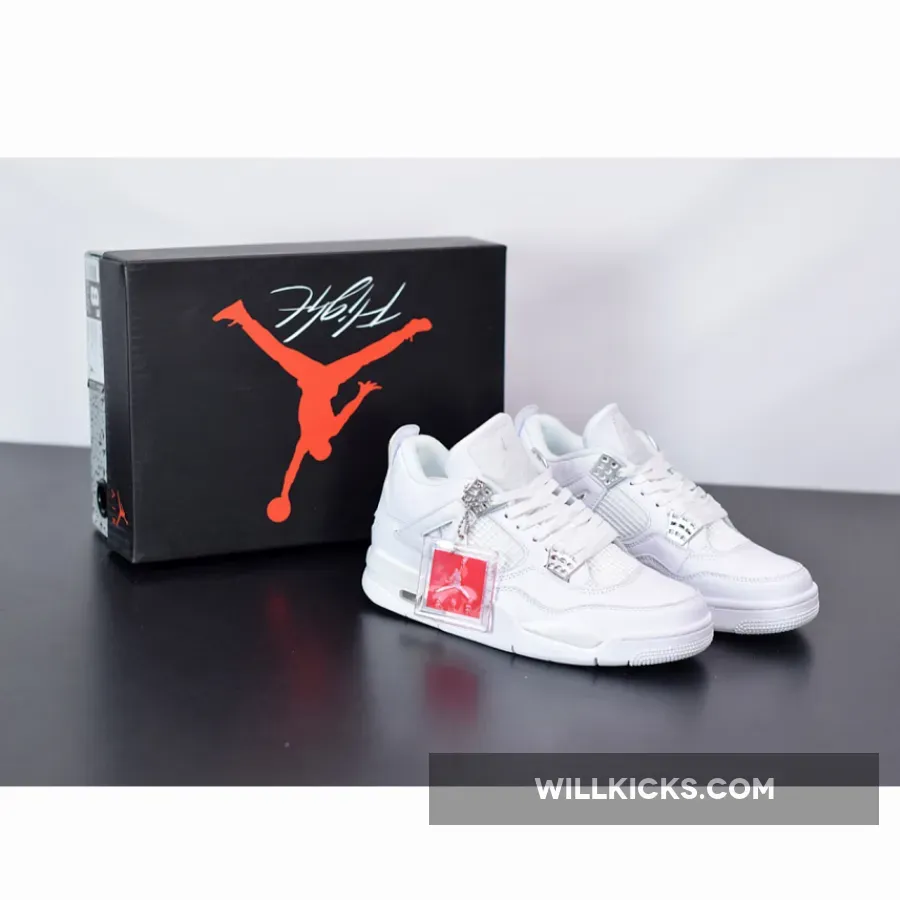 Air Jordan 4 Retro 'Pure Money' White/White-Metallic Silver / pure money 4s purple