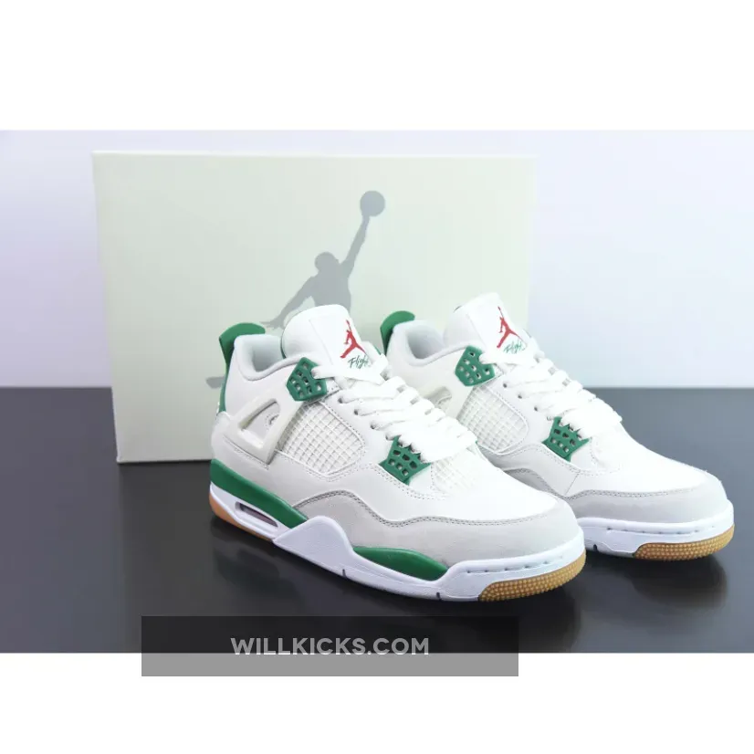 Nike SB x Air Jordan 4 Sail/Pine Green-Neutral Grey-White DR5415-103 #air jordan pine green