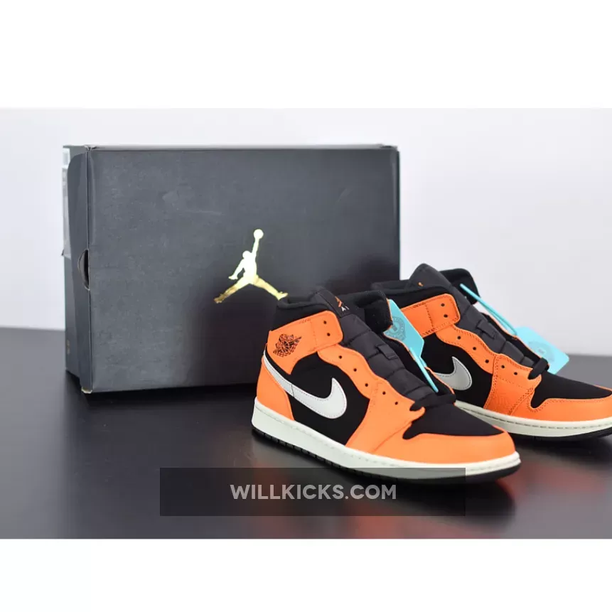 Air Jordan 1 Mid 'Black Cone' 554724-062 / orange and black 1's
