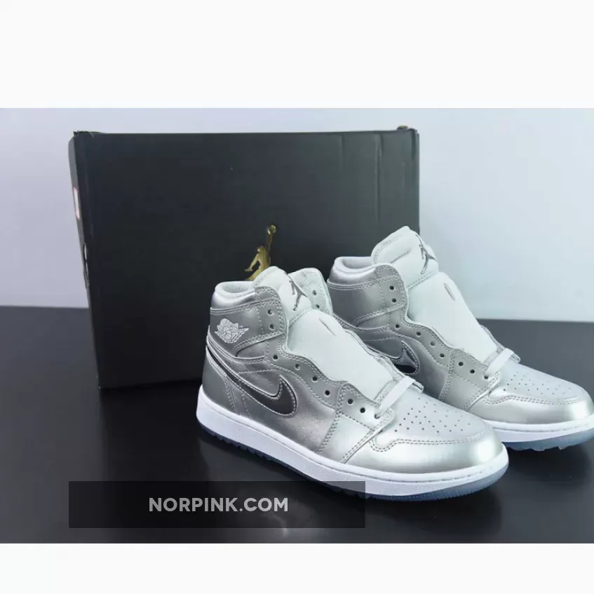 Air Jordan 1 High Golf "Gift Giving" Metallic Silver White