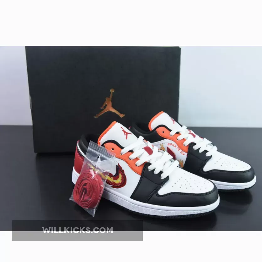 Air Jordan 1 Low Flaming Swoosh White/Black-Orange