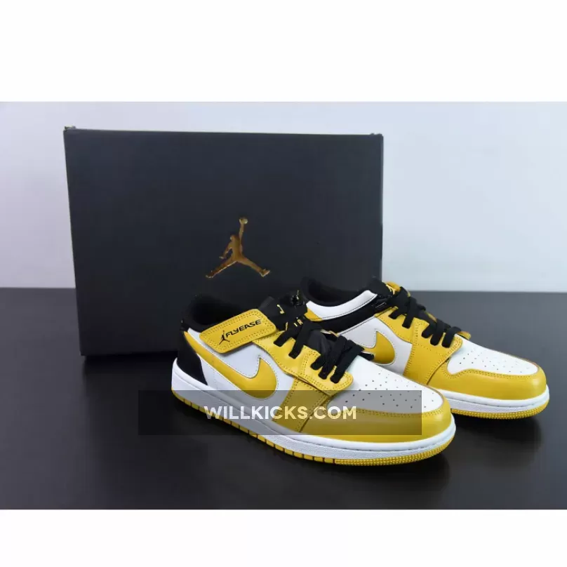 Air Jordan 1 Low FlyEase "Taxi" White/Black-University Gold
