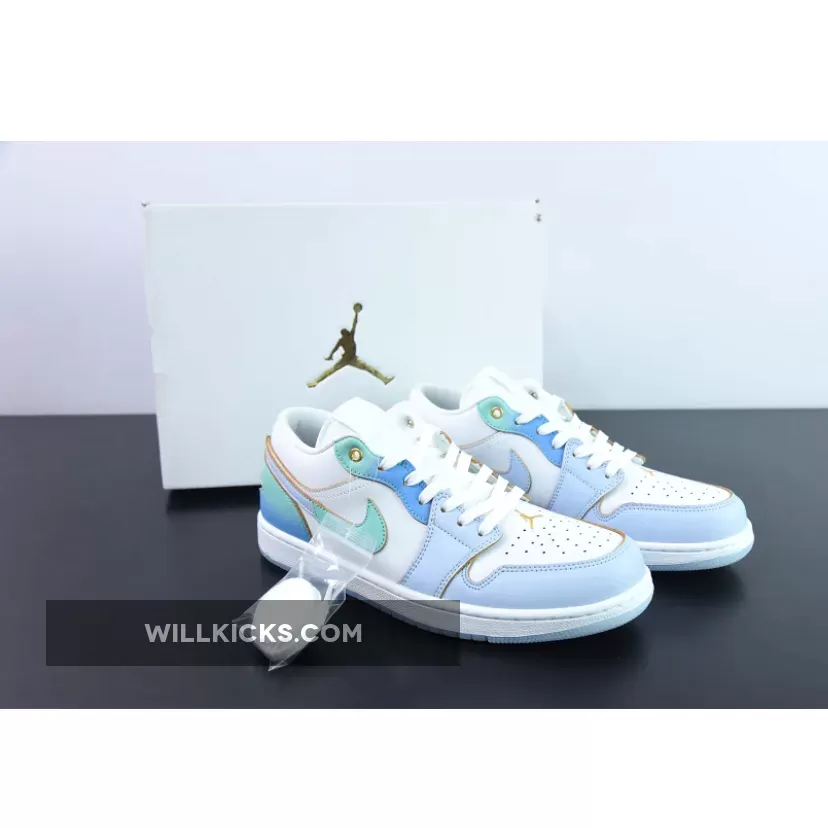 Air Jordan 1 Low SE White/Emerald Rise-Football Grey-Ice Blue