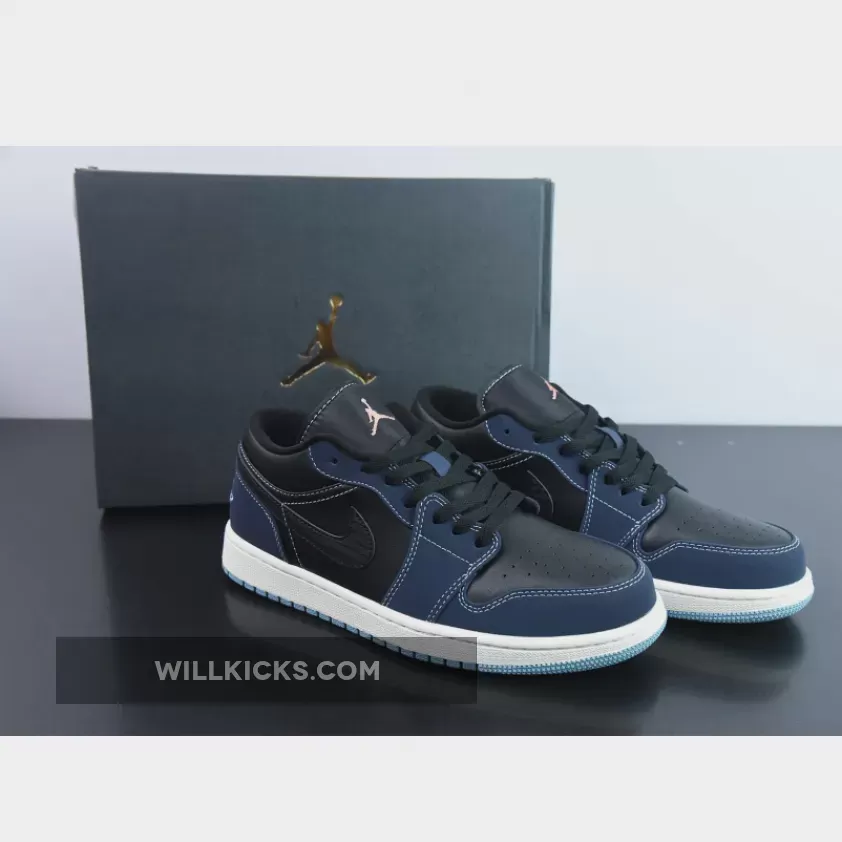Air Jordan 1 Low Snakeskin Black/White-Midnight Navy
