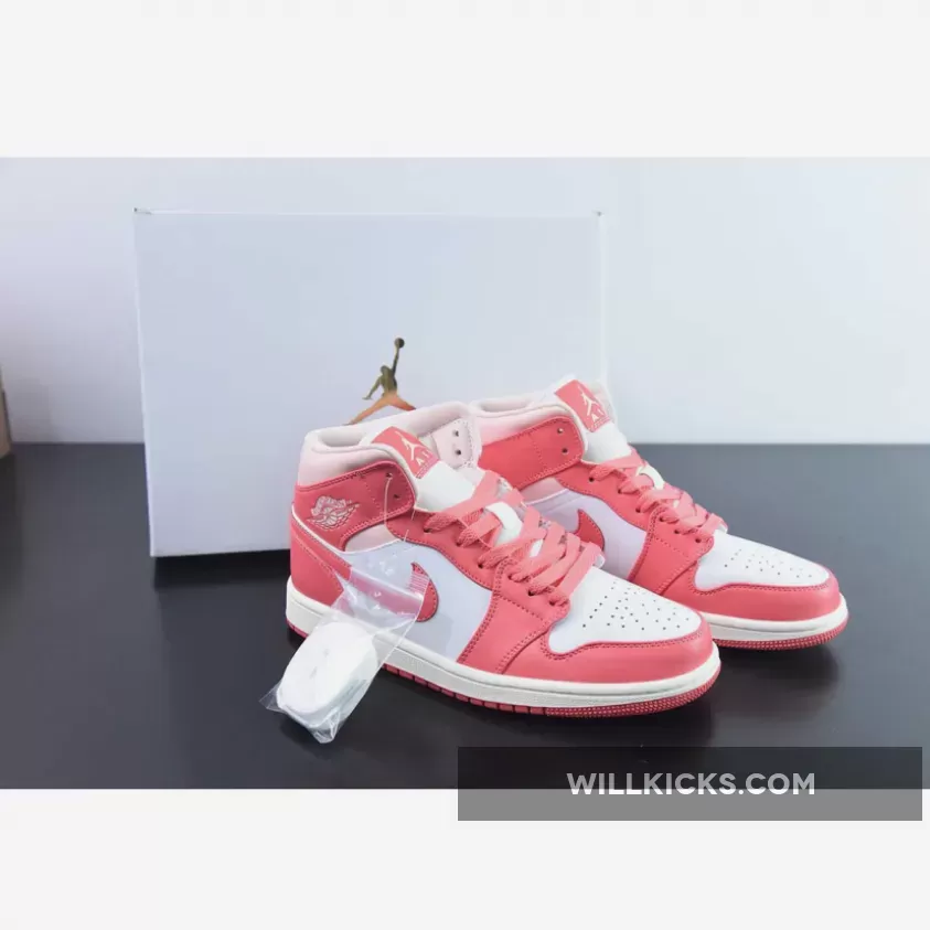 Air Jordan 1 Mid "Strawberries And Cream" White Pink