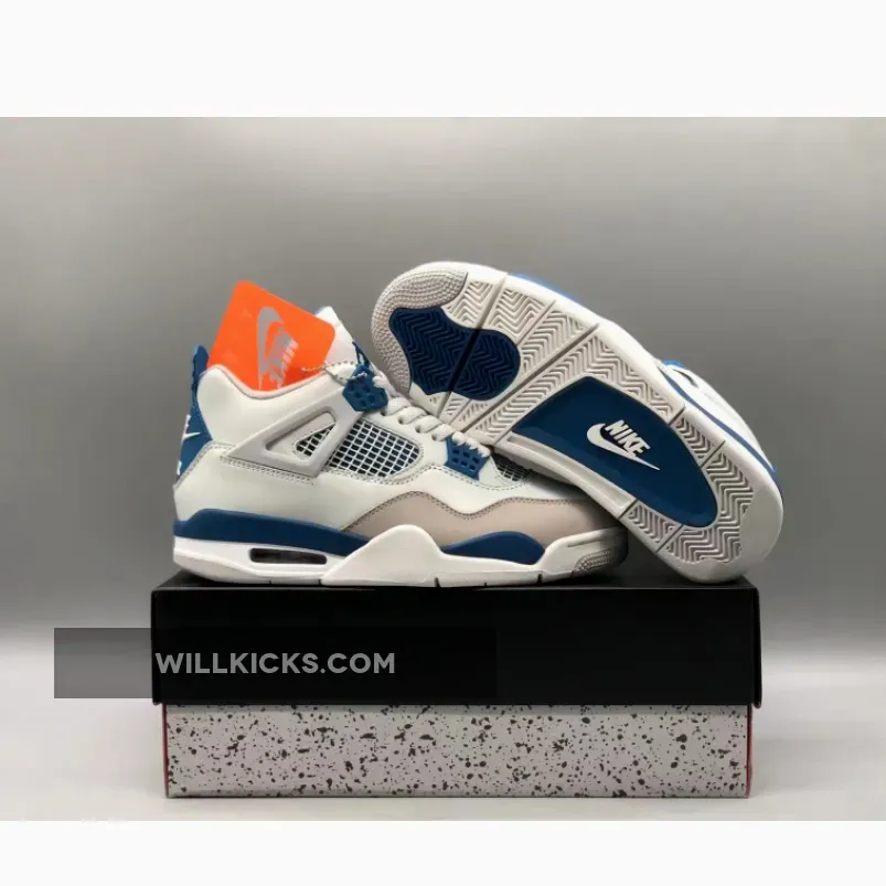 Air Jordan 4 Off-White/Military Blue-Neutral Grey