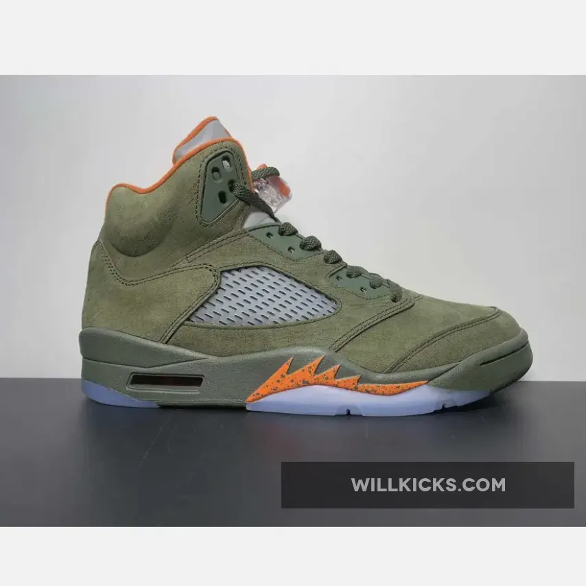 Air Jordan 5 Army Olive/Solar Orange