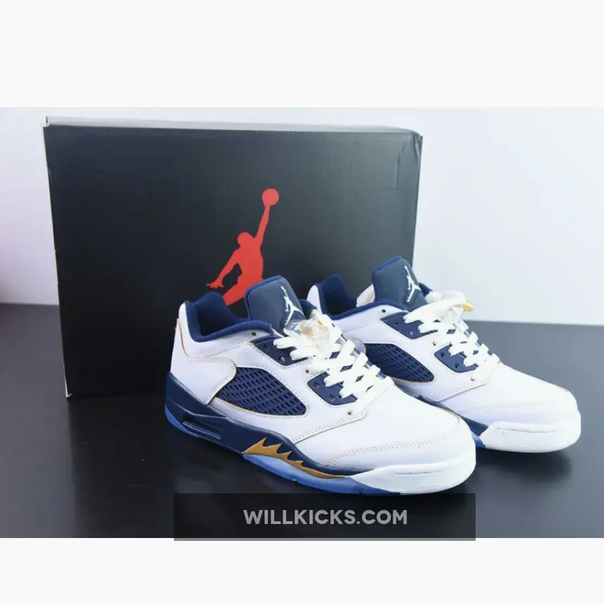 Air Jordan 5 Low "Dunk From Above" White/Metallic Gold-Navy