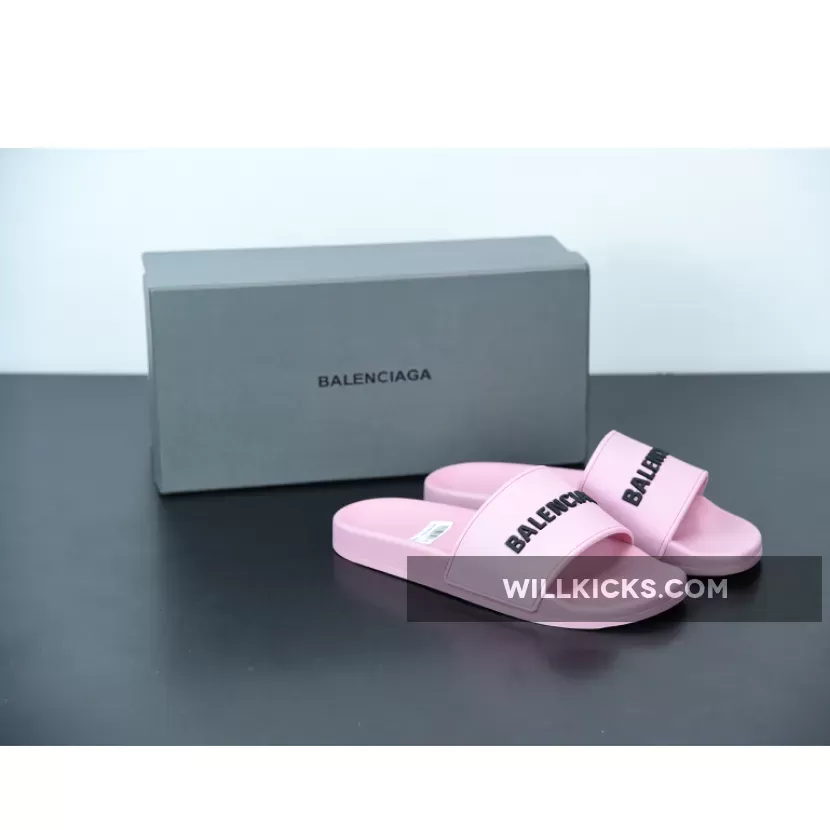 Balenciaga Logo Pool Sides Sandals Pink