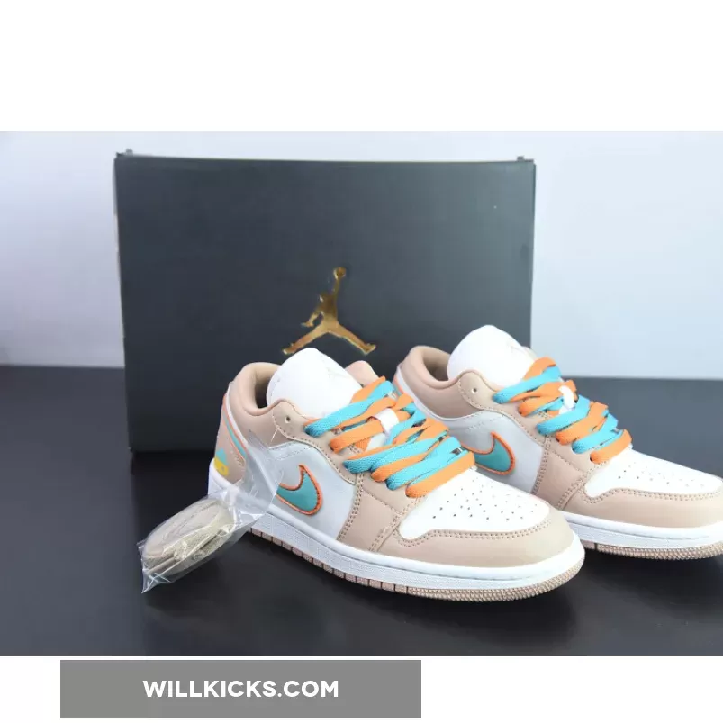 Custom Air Jordan 1 Low Sail White Oil Green
