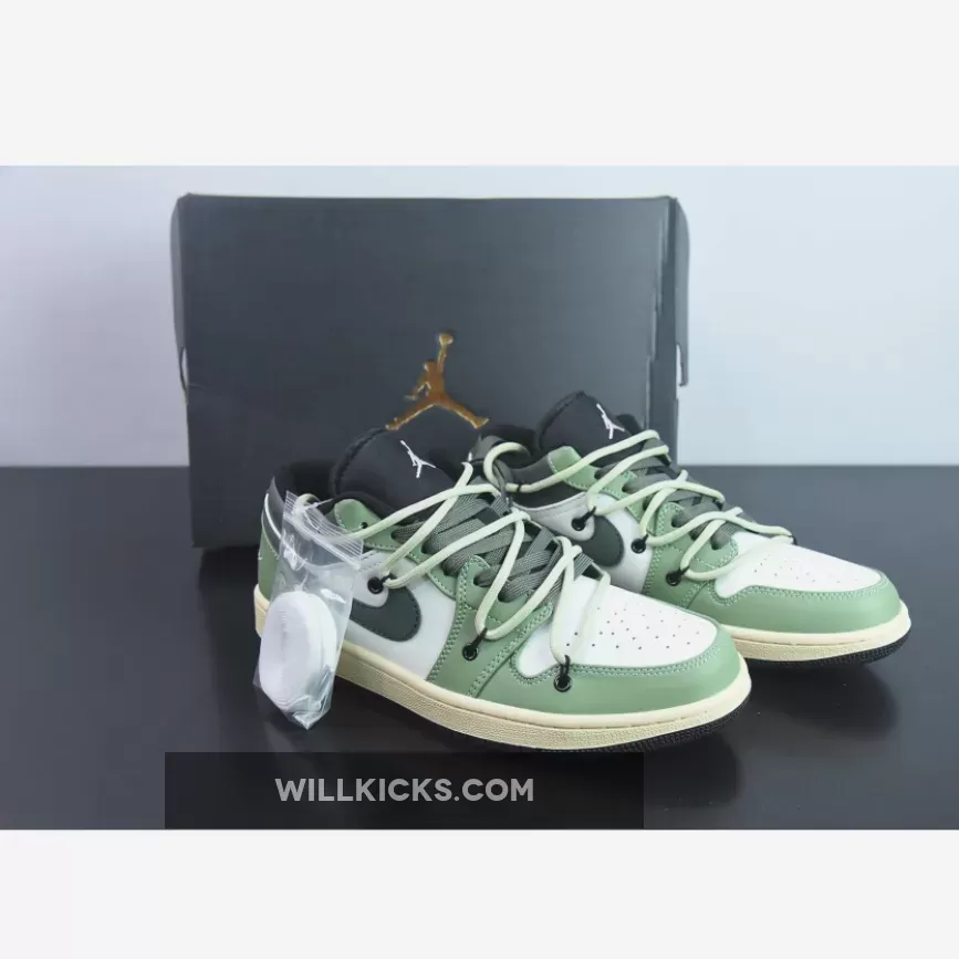 Custom Air Jordan 1 Low White Black Green