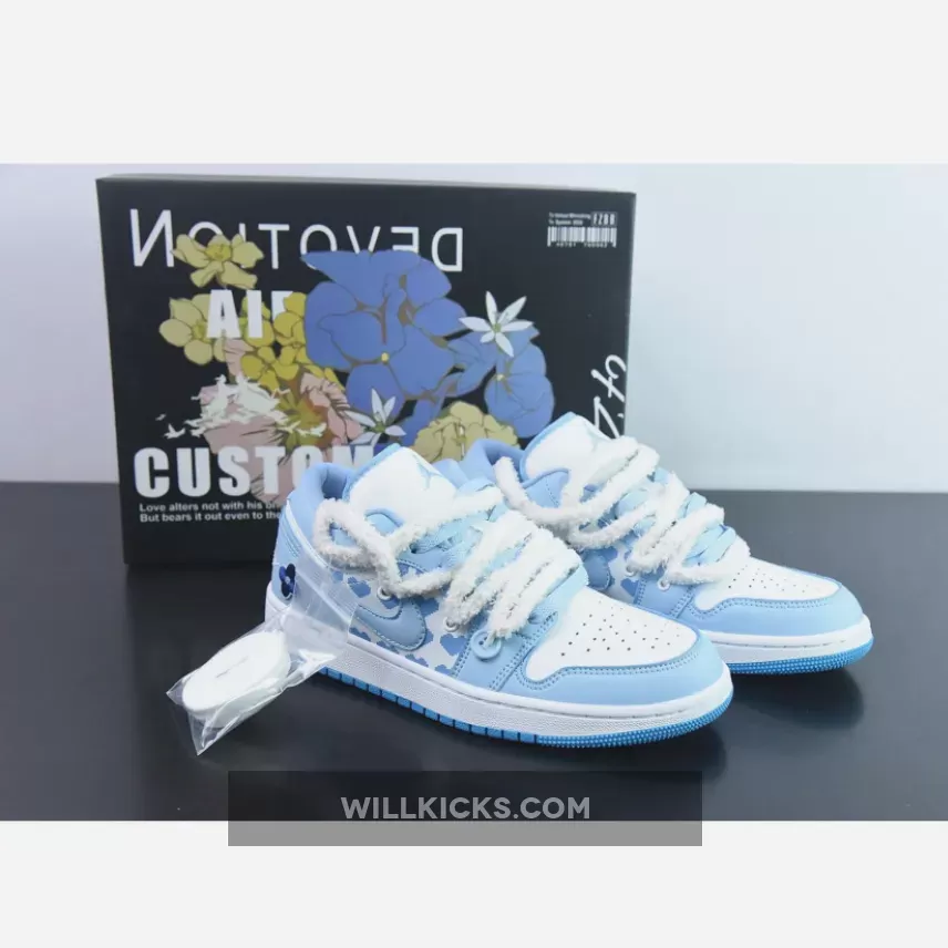 Custom Air Jordan 1 Low "White/Ice Blue