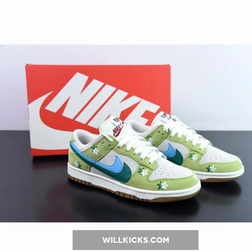 Custom Nike Dunk Low ’85 Double Swooshes’ Green Sail