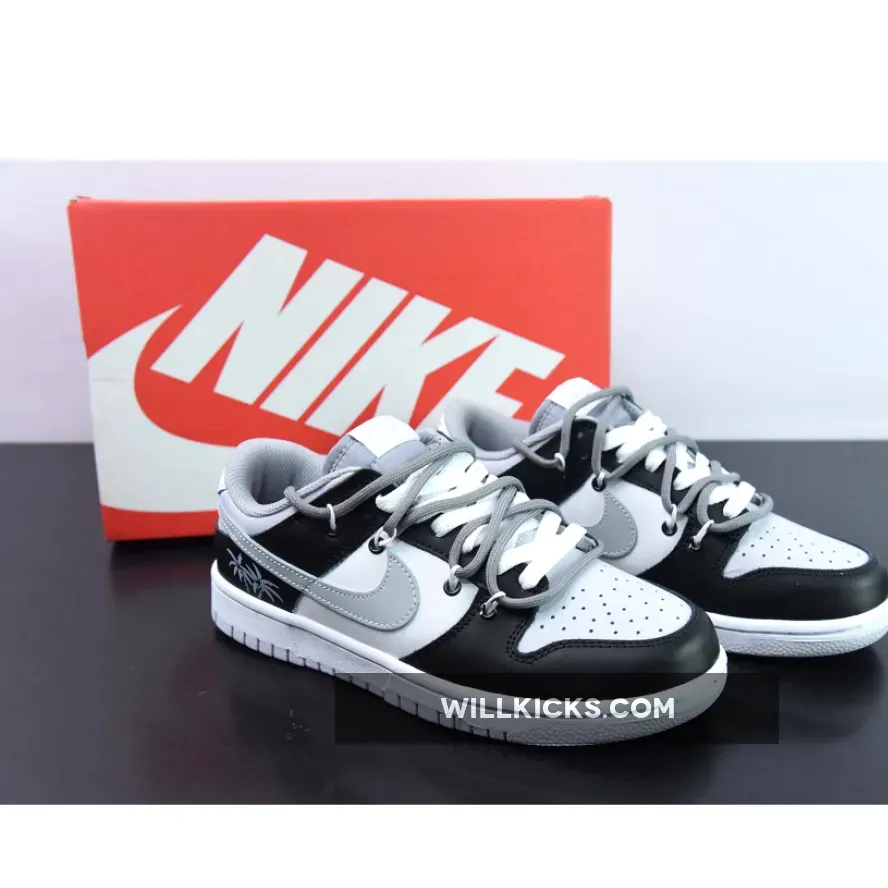 Custom Nike Dunk Low Black White Grey