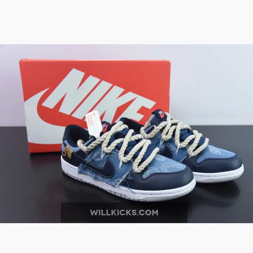 Custom Nike Dunk Low Denim Navy Blue
