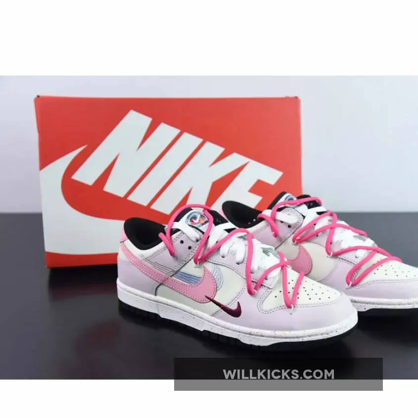 Custom Nike Dunk Low ‘Multiple Swooshes’ Pink Sail Black