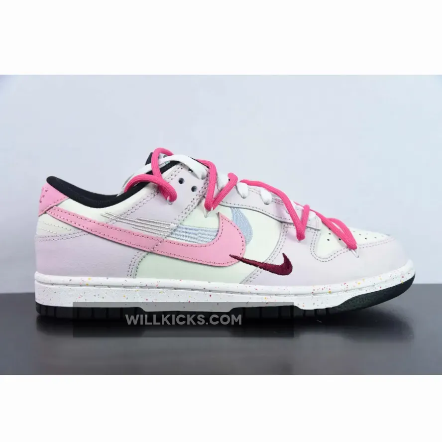 Custom Nike Dunk Low ‘Multiple Swooshes’ Pink Sail Black Custom Nike Dunk Low ‘Multiple Swooshes’ Pink Sail Black