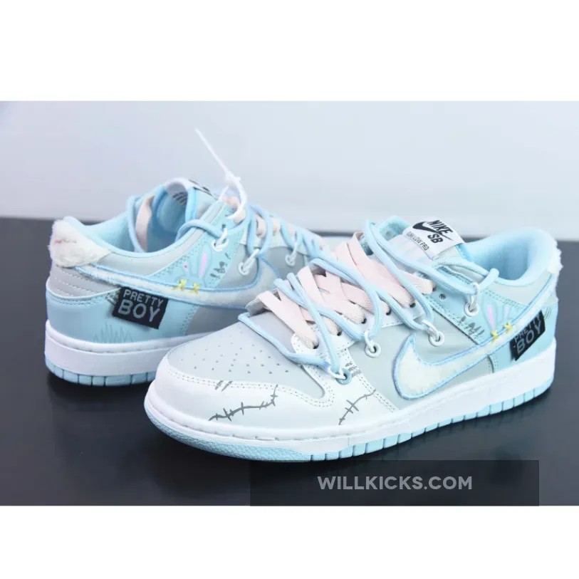 Custom Nike Dunk Low Retro Fleece Swoosh Worn Blue Custom Nike Dunk Low Retro Fleece Swoosh Worn Blue