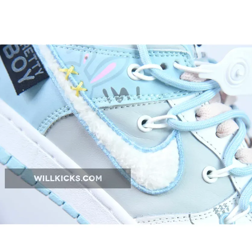 Custom Nike Dunk Low Retro Fleece Swoosh Worn Blue Custom Nike Dunk Low Retro Fleece Swoosh Worn Blue